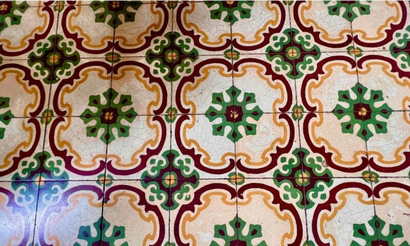 Maltese tiles on the floor. Maltese tiles on the floor.