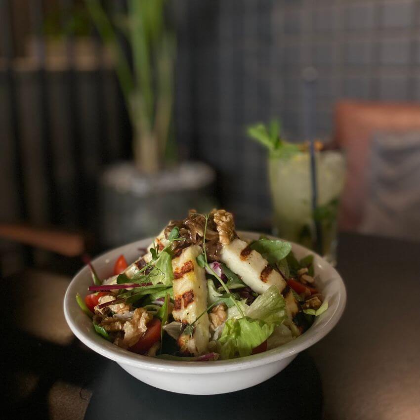 Grilled Halloumi Salad for Lunch at Front