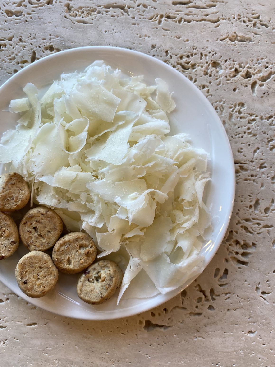 aged shaved Parmesan cheese, served with taralli