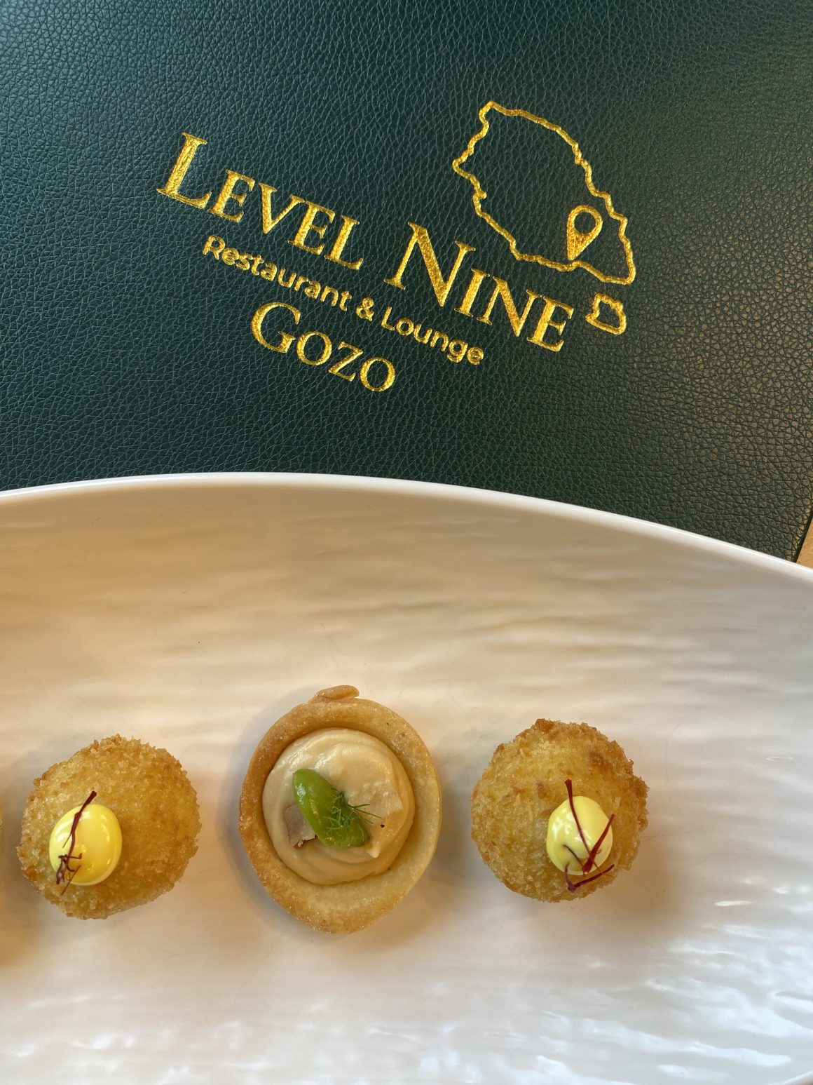 Cod Croquettes with Saffron Mayonnaise, Pastafrolla with Bean Cream and Bacon