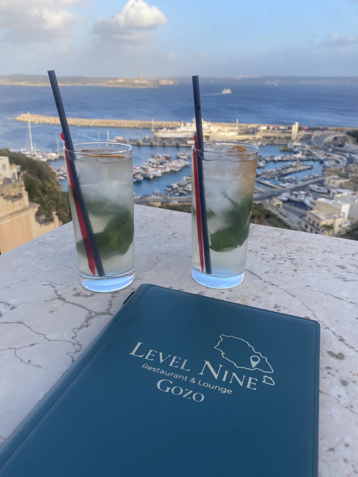 'Sweet Caroline' cocktail and view